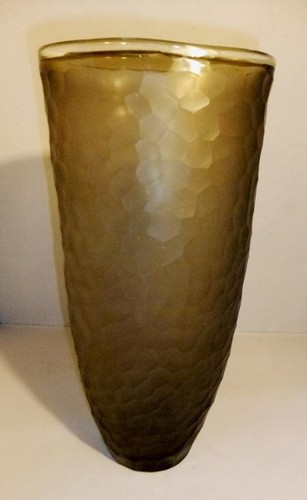 Tall grey cut glass vase - glass,