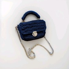 Handmade Luxury Crochet  Recycle T-shirt Yarn Bag With detachable And Chain.