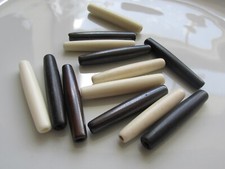 Jewellery Design 35mm Ivory Cream Black Brown Tube Natural Bone Bead Mixed Pk 6