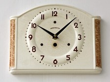 Vintage 28cm Ingersoll Wall Clock - Ceramic Retro Atomic Mid Century Style White