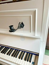 Beautiful Bespoke Upright Piano Refinished Restored Redesigned White Black