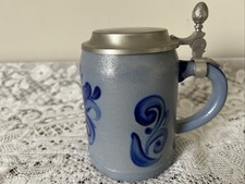 Blue salt glazed tankard with - blue,