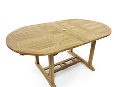 Solid Teak Oval Extending Garden Table - Classic Wooden Table, Seats 6-8