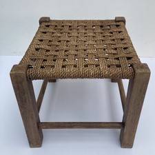 Vintage WOVEN JUTE FOOTSTOOL