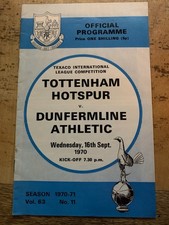 Tottenham Spurs v Dunfermline Texaco Cup 1970/71