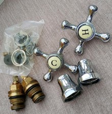 Traditional Chrome Cross Hot & Cold Tap Heads and fittings Bath or Kitchen Sink