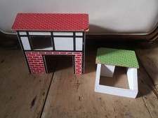 Vintage 1970s Joytoys Wooden Farm  buildings hay barn pig sty compressed board