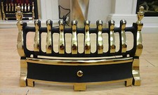16" 40cm Fire Front Blenheim Black/Gold Antique (Brass) Fret Gas / Electric 