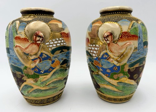 Japanese satsuma vase moriage - japanese,