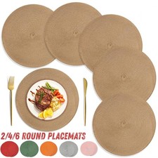 Set of 6 Round Placemats Woven Table Place Mats for Dining Table