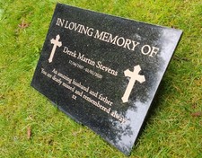 Personalised Engraved Granite Memorial Plaque, Grave Marker, Cross, 29x21cm