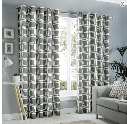 Grey leyton eyelet curtains - leyton, by