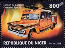 CHEVROLET APACHE Fire Engine Truck Firefighting Stamp #155