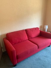 Red Complete Two Seater Love Seat Sofa No Stains Or Marks Good Condition