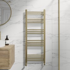 RadiLux Heated Towel Rail Brushed Brass 1200 x 450mm Flat