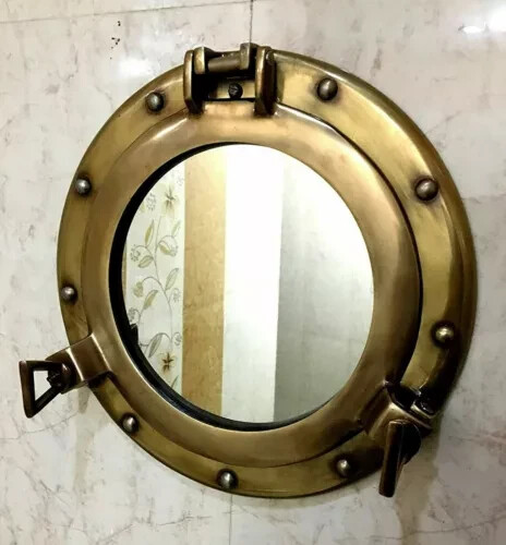 Antique brass finish port hole - antique,