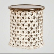 Indian Handcrafted Dual Color Beautiful Round Cocktail Coffee Table Tea Stool