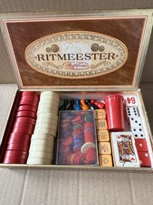 Lovely Vintage Collection of Games Counters and Dice in An Old Cigar Box