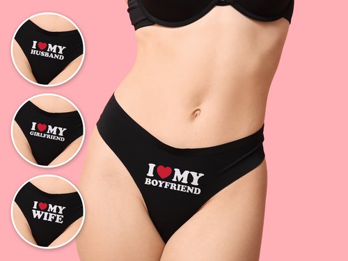 Womens panties any text i - womens, text,