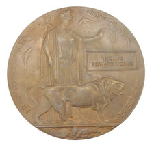 WW1 Bronze Death Plaque 'Thomas Edward Jones, Liverpool Regiment' 1918