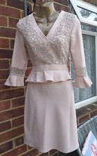 LINEA RAFFAELLI PINK SIZE 10 LACE PEPLUM MOTHER OF THE BRIDE / OCCASSION DRESS 