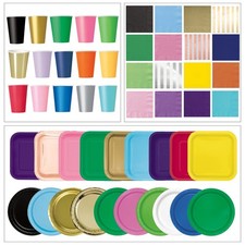 Disposable Paper Plates Cups & Napkins for Wedding Catering Parties 7 & 9 inch
