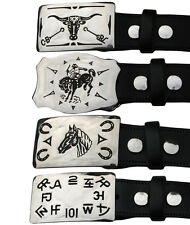 Silver Western Belt Buckle LongHorn Steer Bull Branding Rodeo Horse Bronco USA 