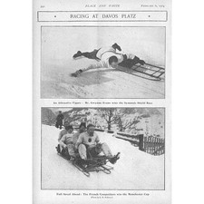 SWITZERLAND Sledge Racing at Davos Platz - Antique Print 1904