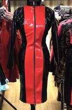 Misfitz sexy black & red PVC pencil dress, two way zip.  SIZE 20   CD Goth  Club