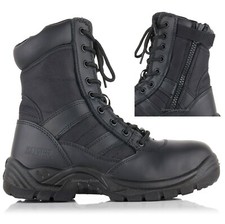 Mens New Non Safety Military Combat Boots Police Army Zip Leather Work Shoe Size
