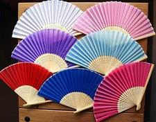 1 Chinese Silky Plain Folding Hand Fan,Many Colours,Wedding, Party,20.5CM/8.2"