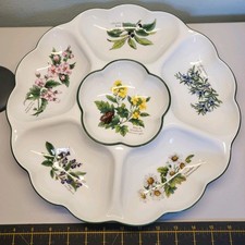 Royal Worcester Herbs England One Piece 6 Section Serving Platter & Original Box