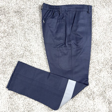 Veltuff Mens Navy Work Trousers Hi Vis Reflective Safety Pants Elastic Waist NEW