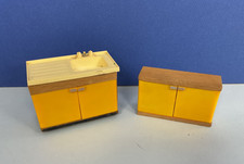 Lundby Caroline’s Home Barton YELLOW SINK & SIDEBOARD 1:16 Kitchen Furniture