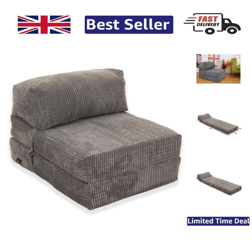 Grey corduroy jazz chair - chair, bed