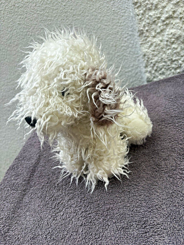 White grey plush dog soft - white,