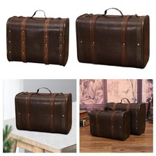 Wooden Vintage Style Suitcase Decor Photography Props Decorative Storage Box for