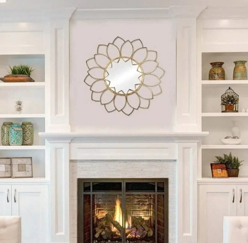 Large gold round wall mirror - round,