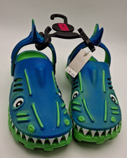 Next Boys Blue Green Shark Clogs Crocs Sandals Swimming Water UK3 EUR 35.5 GIFT 