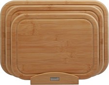 Cooks Professional 3 Piece Bamboo Chopping Board Set with Storage Stand
