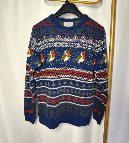 Men navy fair isle robin - m&s, men's