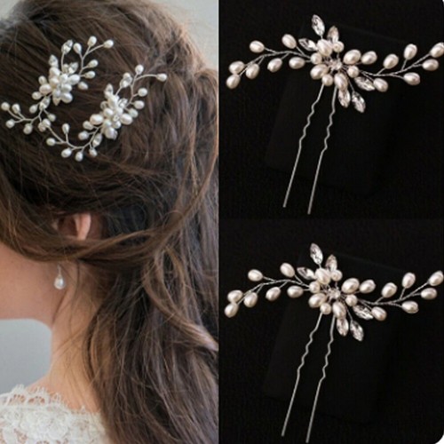 Flower pearls wedding hair - pearls,