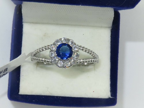 Sapphire blue ring - ladies, cz