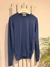 John Smedley Large Blue Merino Crew RRP£210