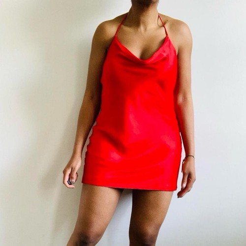 Zara red satin mini - red, slip