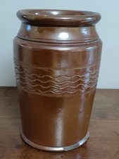 Large Stoneware Salt Glazed Pot With Banded Decoration 19th Century