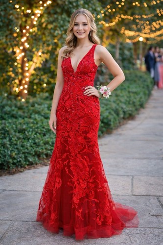 Jovani 60283 red plunging - jovani,