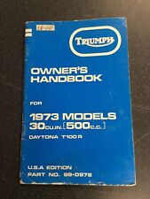 Triumph Owners Handbook T100R Daytona USA Models 1973 Original Book