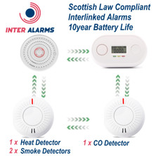 Wireless Interlinked Heat & Smoke Alarm Kit - 1xHeat, 2xSmoke, 1xCO Scottish Law