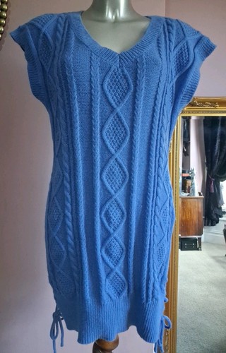 Blue knit jumper dress - *,
